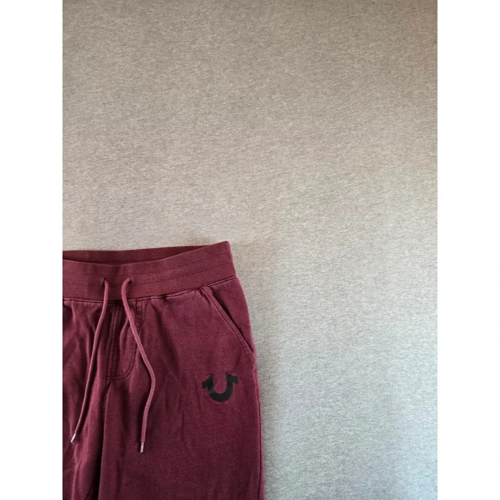 True Religion Jogger Sweatpants Mens‎ Small Burgundy Logo HS Relaxed Streetwear